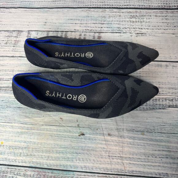 Rothy’s The Point Flats Size 8 Black Gray Camo Knit Washable Shoes - Picture 2 of 5